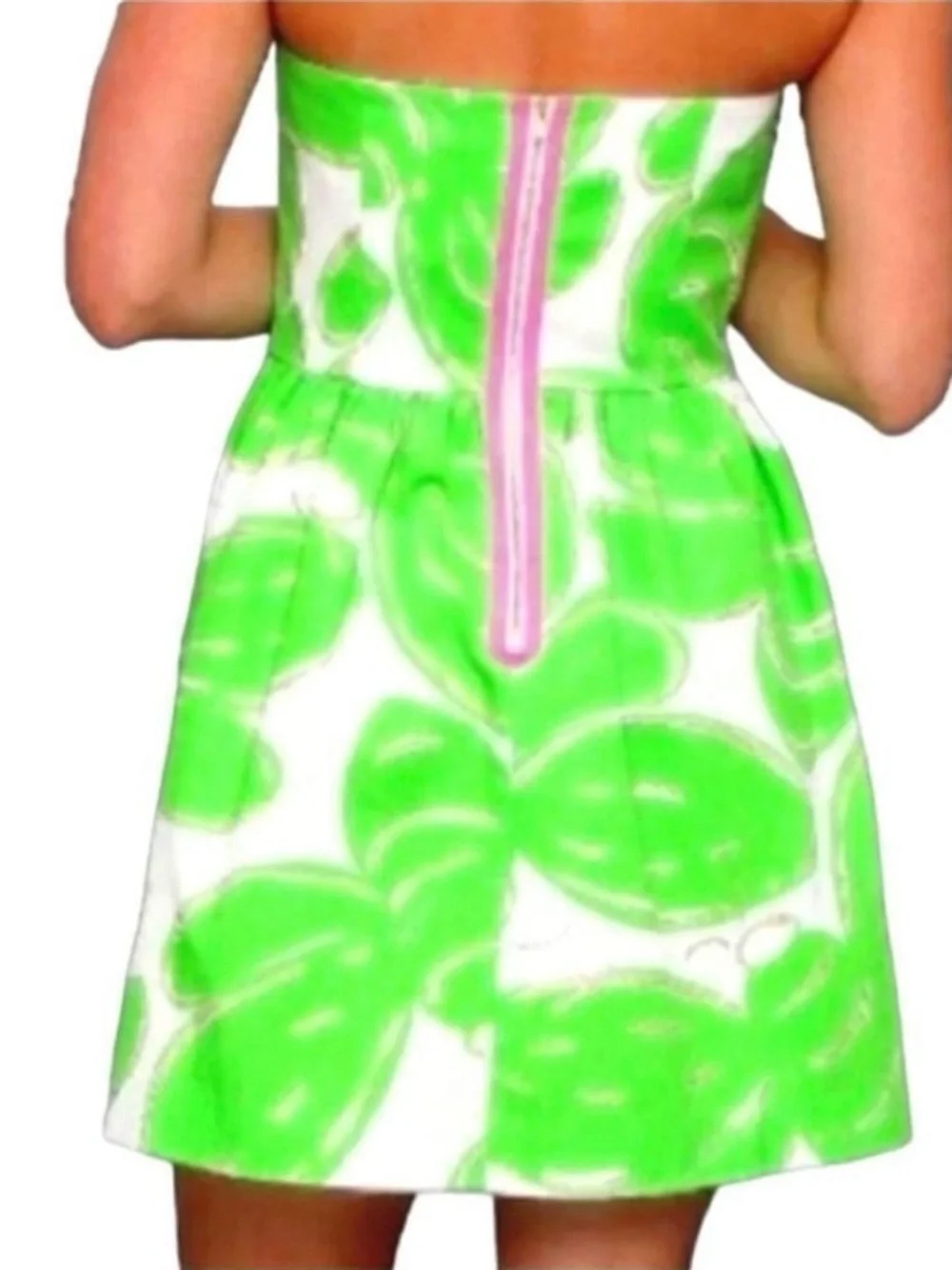 🌺 Lilly Pulitzer Lottie Strapless Dress – Stinger Lime Green & Resort White - Picture 3 of 6